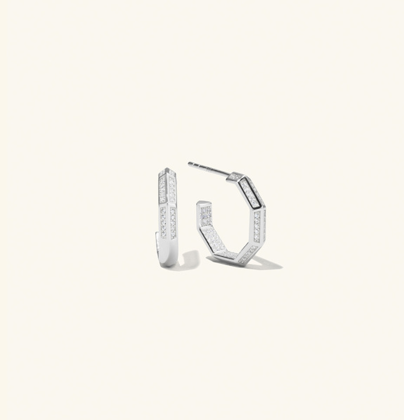 Pavé Octagon Earrings Silver in der Gruppe Shop / Ohrringe bei ANI (ANI231012)
