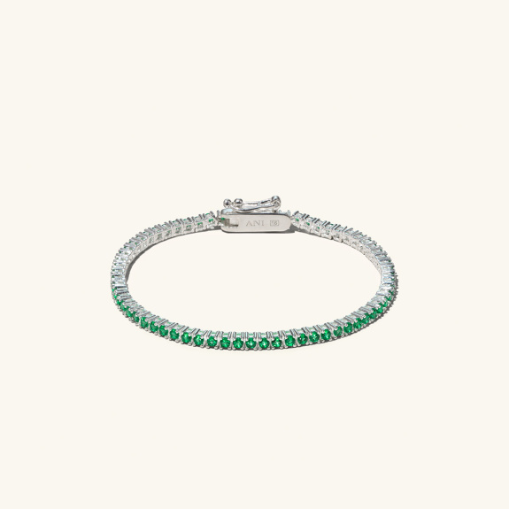 Tennis Bracelet Green Silver - 18 cm in der Gruppe Shop / Armschmuck bei ANI (ANI601)