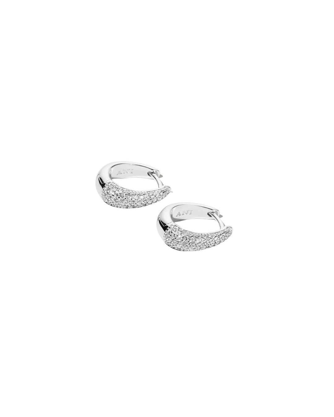 Pave Ellipse Earrings Silver