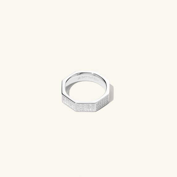 Pavé Chunky Octagon Ring Silver in der Gruppe Shop / Ringe bei ANI (ANI_VA_014)